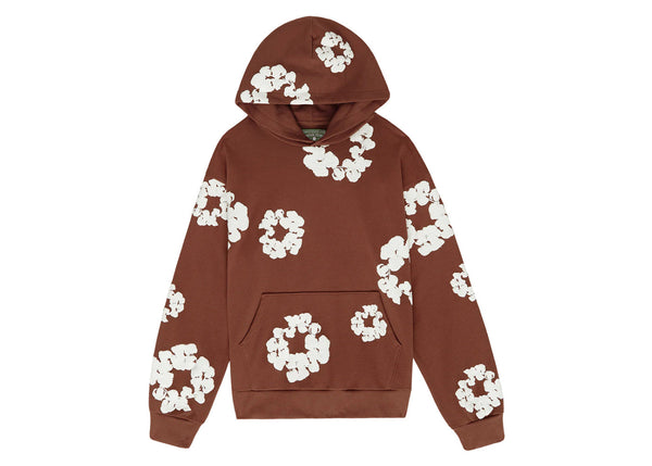 Sweat-shirt en denim déchiré par la couronne de coton marron
