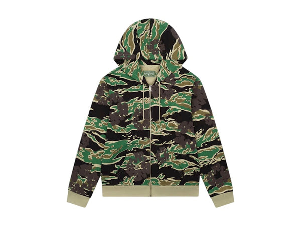 Sweat-shirt zippé Denim Tears The Cotton Wreath Vert camouflage