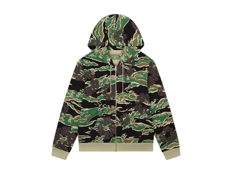 Sweat-shirt zippé Denim Tears The Cotton Wreath Vert camouflage