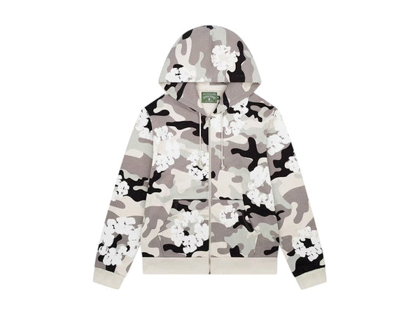 Sweat-shirt zippé Denim Tears The Cotton Wreath camouflage blanc