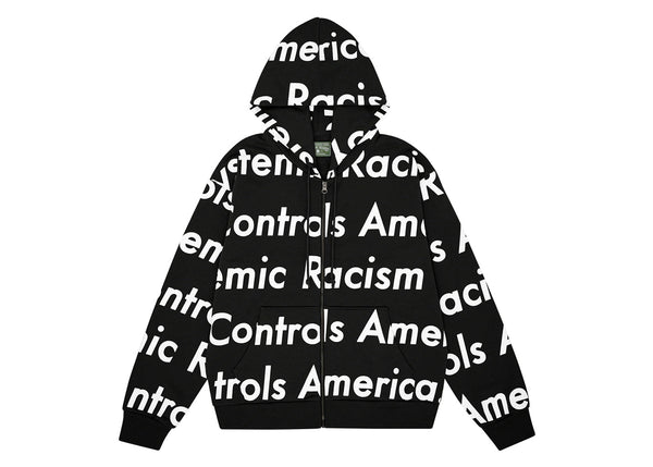 Sweat à capuche zippé Denim Tears x Arthur Rafa Systemic Racism Controls America Noir