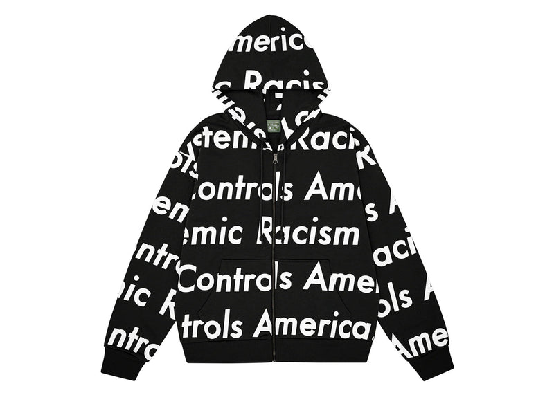 Sweat à capuche zippé Denim Tears x Arthur Rafa Systemic Racism Controls America Noir