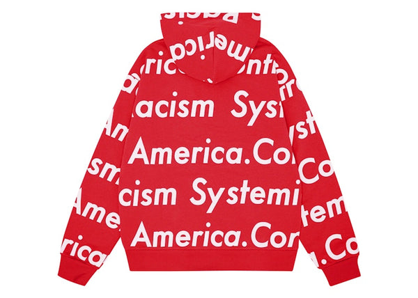 Sweat à capuche zippé Denim Tears x Arthur Jafa « Le racisme systémique contrôle l'Amérique » rouge