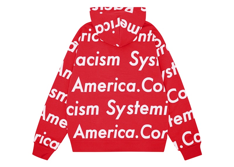 Sweat à capuche zippé Denim Tears x Arthur Jafa « Le racisme systémique contrôle l'Amérique » rouge