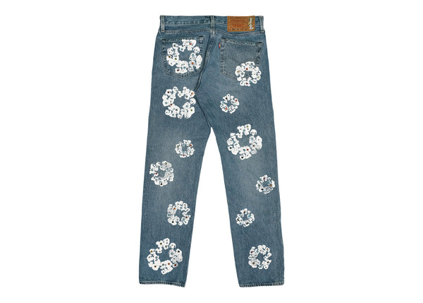 Jean Denim Tears x Levi's 501 en coton avec couronne de strass Indigo