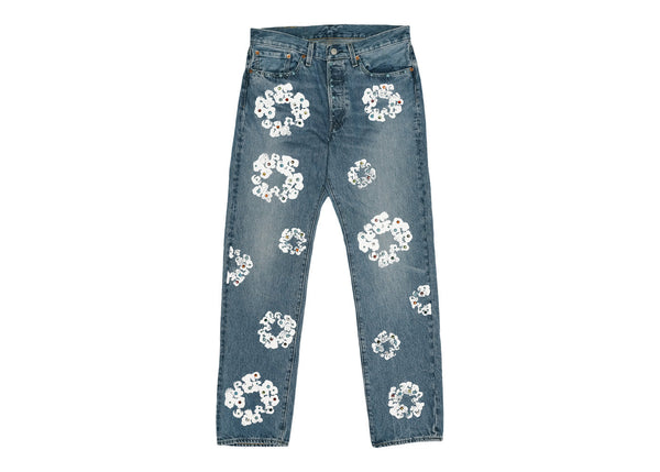 Jean Denim Tears x Levi's 501 en coton avec couronne de strass Indigo