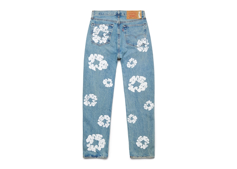 Jean Denim Tears x Levi's Cotton Wreath, délavage clair