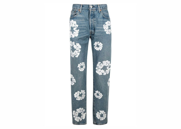 Jean Denim Tears x Levi's Cotton Wreath, délavage clair
