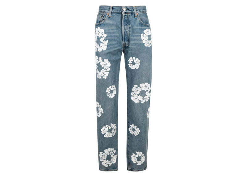 Jean Denim Tears x Levi's Cotton Wreath, délavage clair
