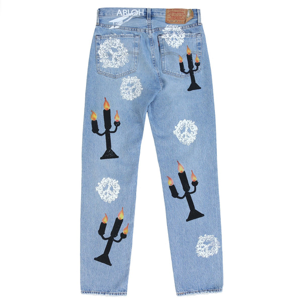 Jean imprimé Denim Tears x Virgil Abloh « Message in a Tear » bleu