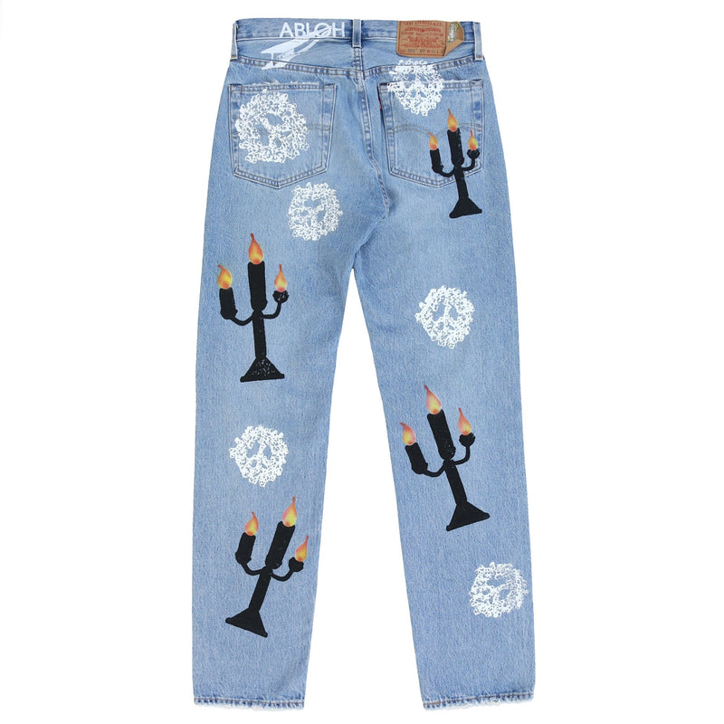 Jean imprimé Denim Tears x Virgil Abloh « Message in a Tear » bleu