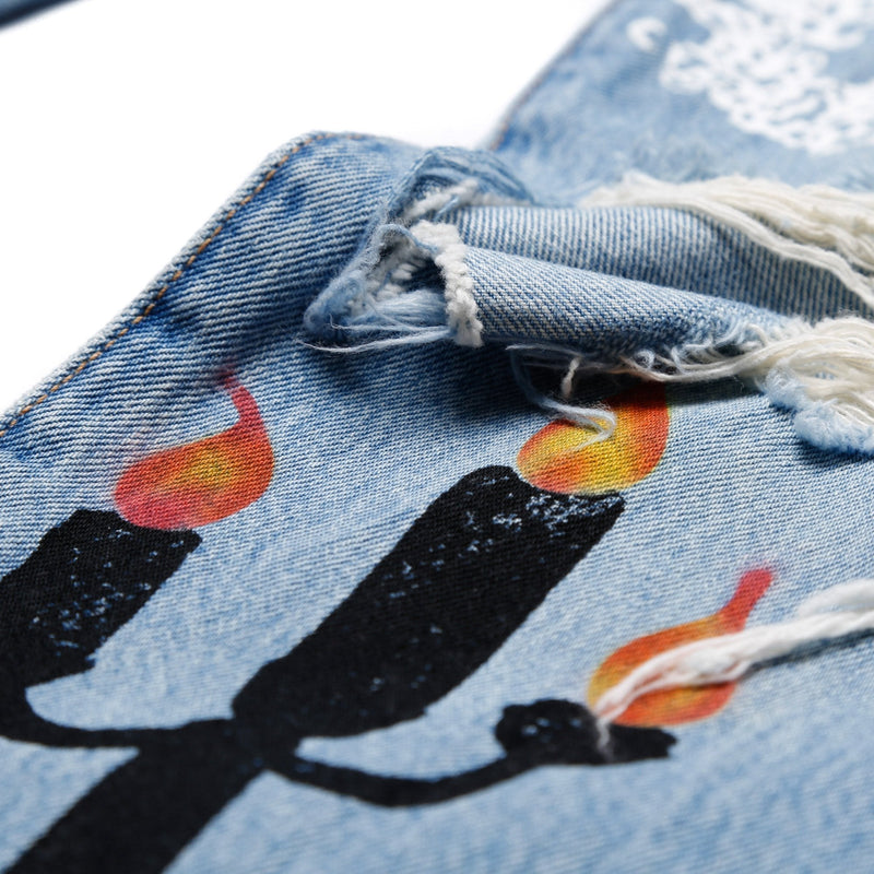 Jean imprimé Denim Tears x Virgil Abloh « Message in a Tear » bleu