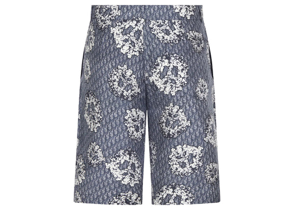 Short en sergé de soie Dior x Denim Tears Bleu