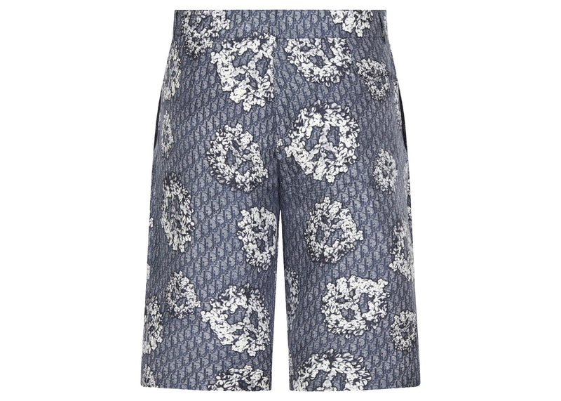 Short en sergé de soie Dior x Denim Tears Bleu