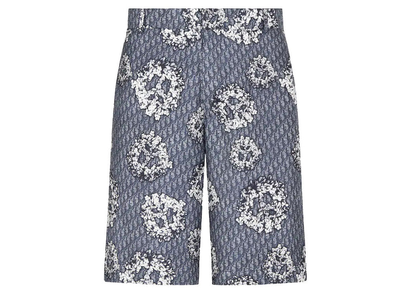 Short en sergé de soie Dior x Denim Tears Bleu