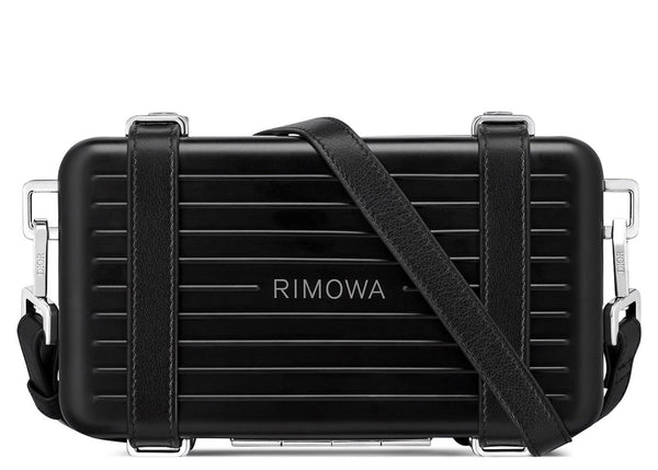 Pochette personnelle sur bandoulière Dior x RIMOWA en aluminium noir