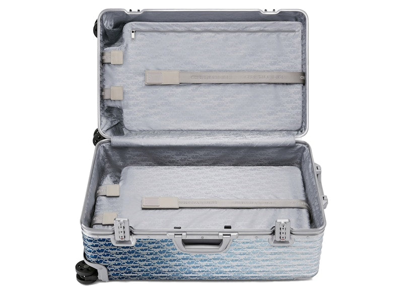 Valise 4 roues Dior x RIMOWA grande taille Aluminium Dior Oblique Bleu Dégradé