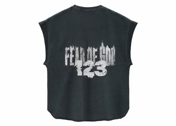 Fear of God x RRR123 INRI Cut Off Tee Vintage Black