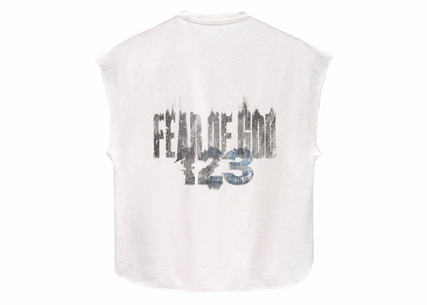 T-shirt coupé Fear of God x RRR123 INRI blanc vintage