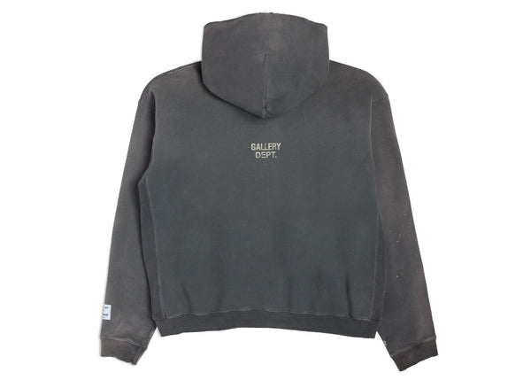 Sweat à capuche recyclé des années 90, délavé, noir 