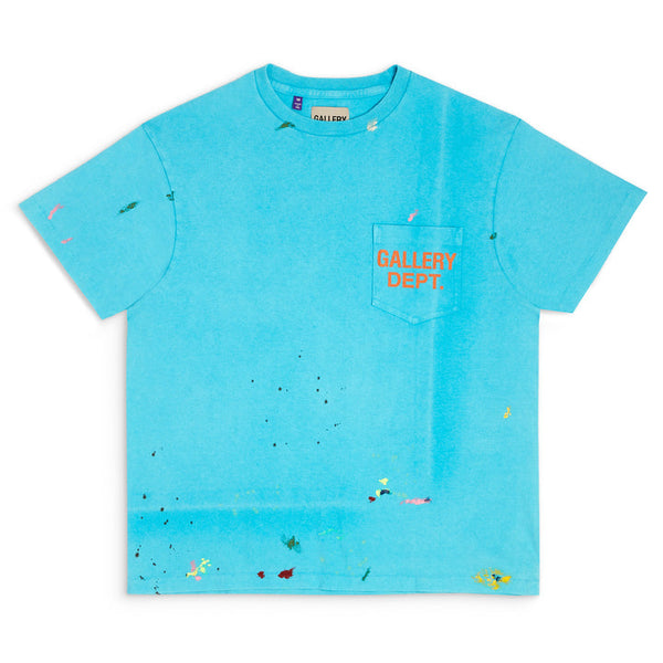 T-shirt turquoise avec logo vintage peint Gallery Dept. 