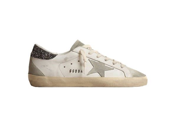Golden Goose Super-Star Blanc Gris Foncé Paillettes 