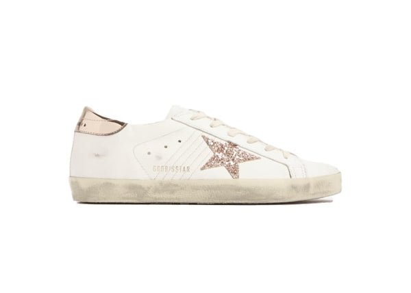 Golden Goose Super-Star Blanc Rose Or Paillettes 