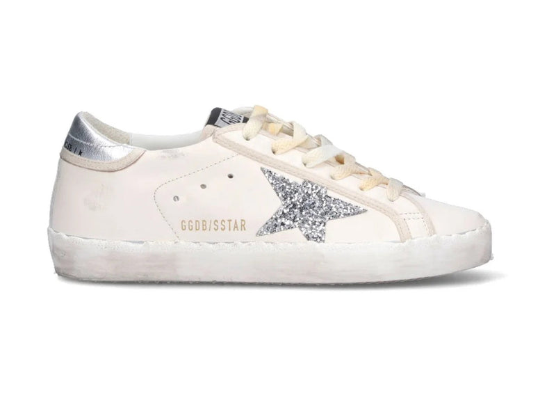 Golden Goose Super-Star Blanc Argent Paillettes (Femme) 