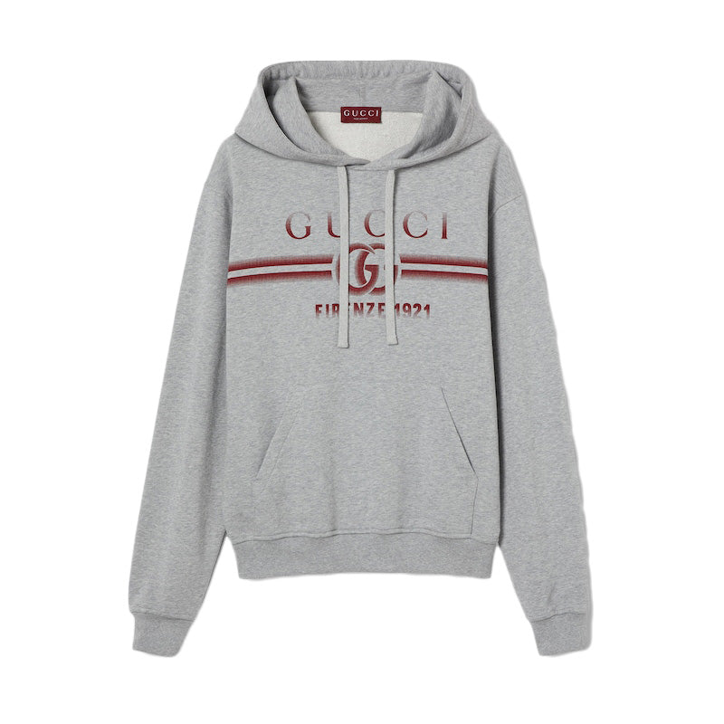 Sweat-shirt à capuche en jersey de coton Gucci Gris chiné