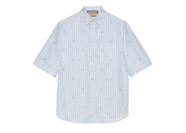 Chemise rayée en coton Gucci bleu clair