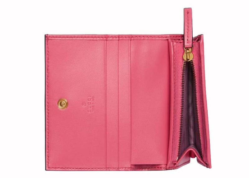 Portefeuille porte-cartes Gucci GG Matelasse Rose