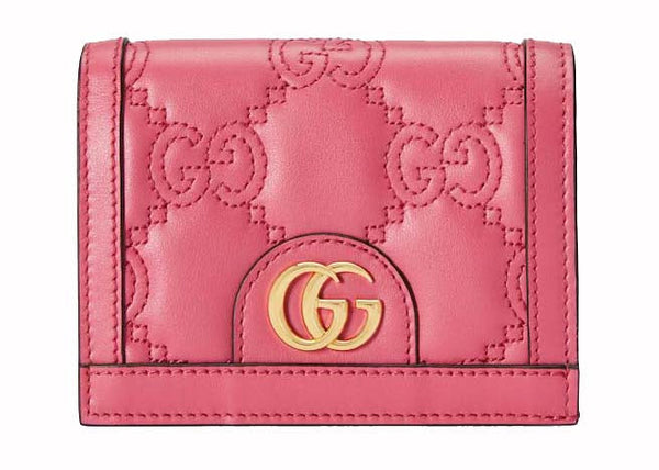 Portefeuille porte-cartes Gucci GG Matelasse Rose
