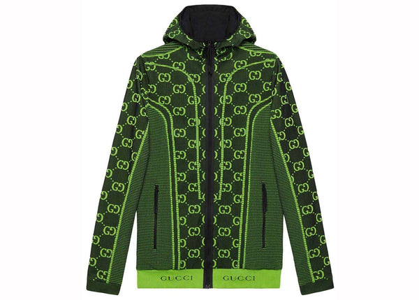Veste zippée tubulaire en jersey Gucci GG noir/vert