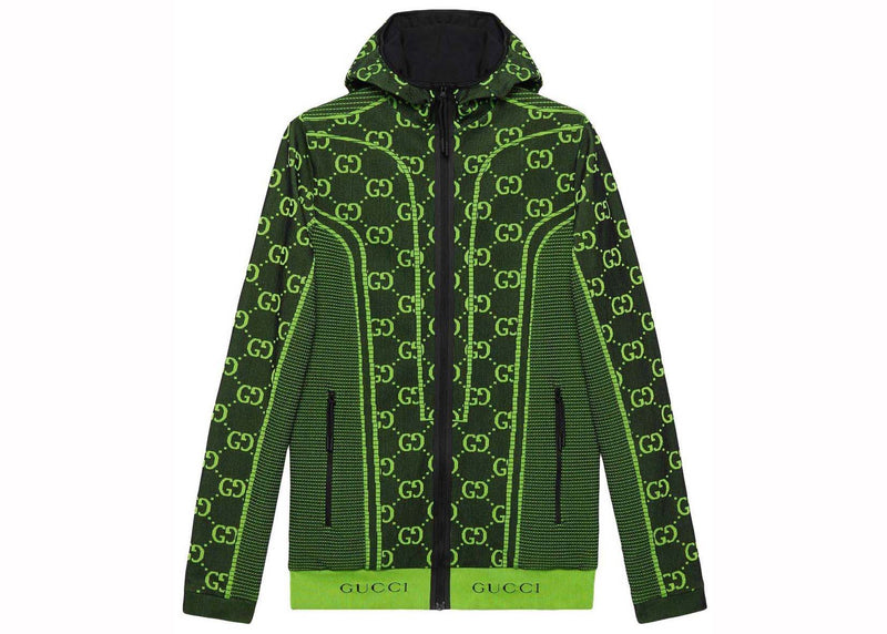 Veste zippée tubulaire en jersey Gucci GG noir/vert