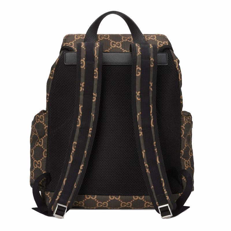 Grand sac à dos Gucci GG en polyester ébène/beige
