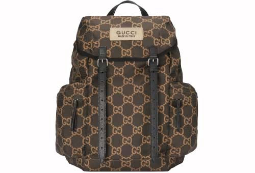 Grand sac à dos Gucci GG en polyester ébène/beige