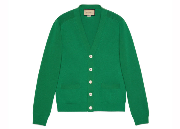 Cardigan à boutons et patch logo Gucci, vert