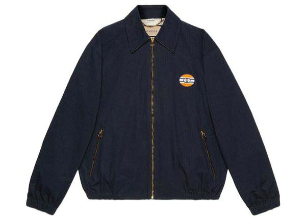 Veste zippée avec patch logo Gucci bleu marine