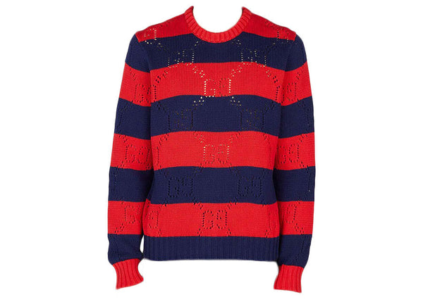 Pull rayé Gucci rouge/bleu