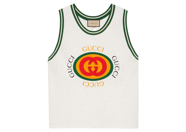 Débardeur blanc à imprimé logo vintage Gucci