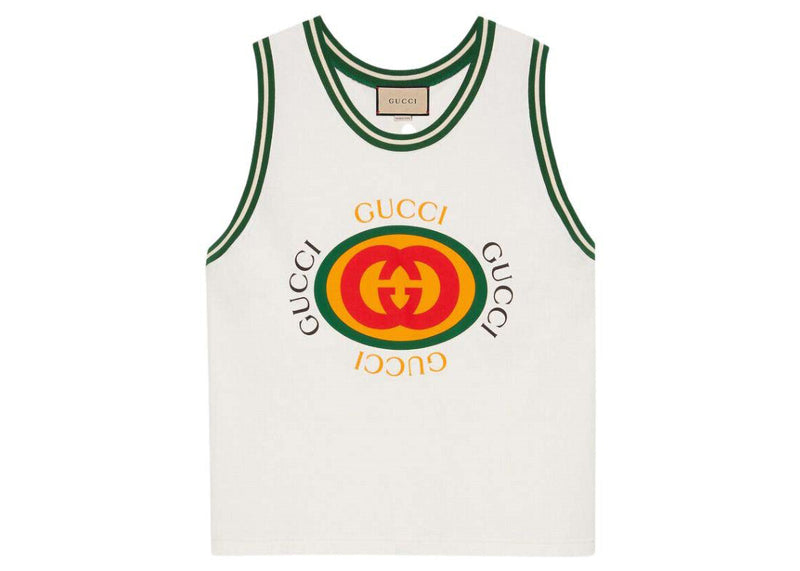 Débardeur blanc à imprimé logo vintage Gucci