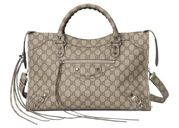 Sac Neo Classic moyen Gucci x Balenciaga The Hacker Project Variation 2 Beige/Ébène