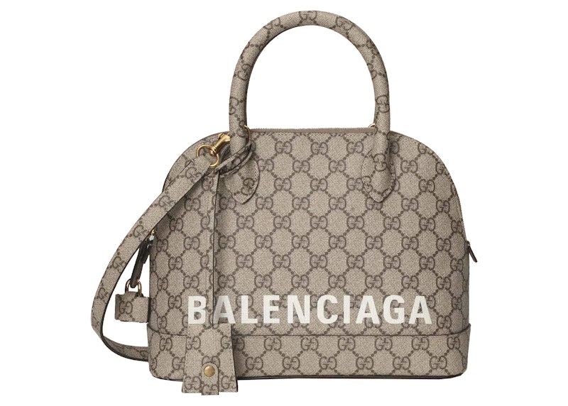 Gucci x Balenciaga The Hacker Project Kleine Ville-Tasche Beige/Ebenholz