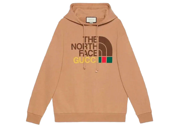 Sweat à capuche en coton Gucci x The North Face marron