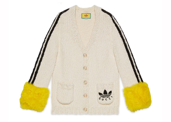 Cardigan Gucci x adidas blanc/poignets jaunes