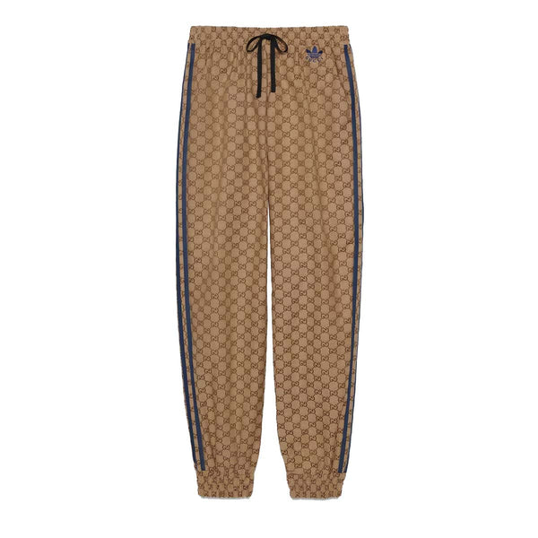 Pantalon Gucci x adidas GG Canvas pour femme, beige/ébène