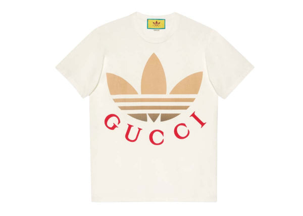 T-shirt avec logo Gucci x adidas Blanc/Beige