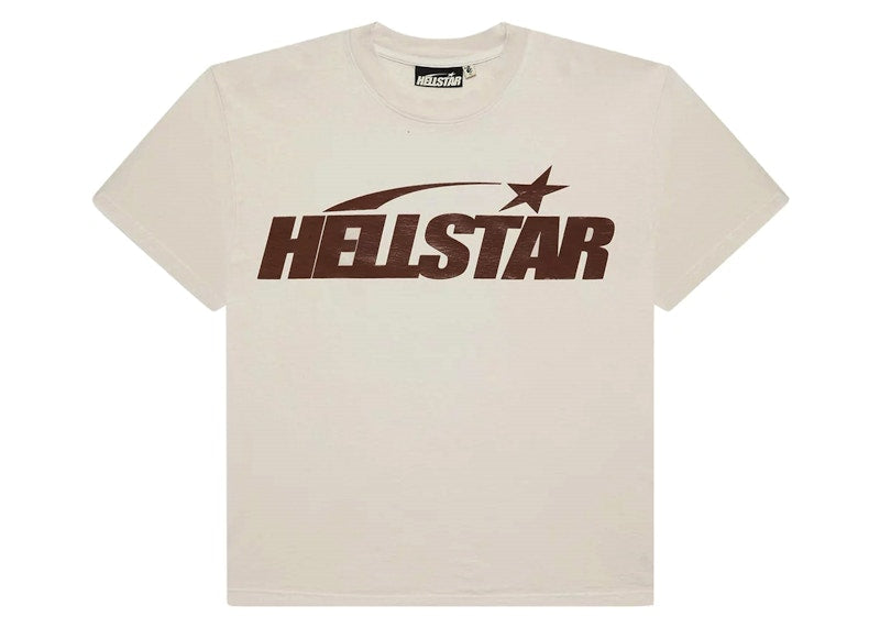 T-shirt Hellstar Classic (imprimé gel) blanc/marron