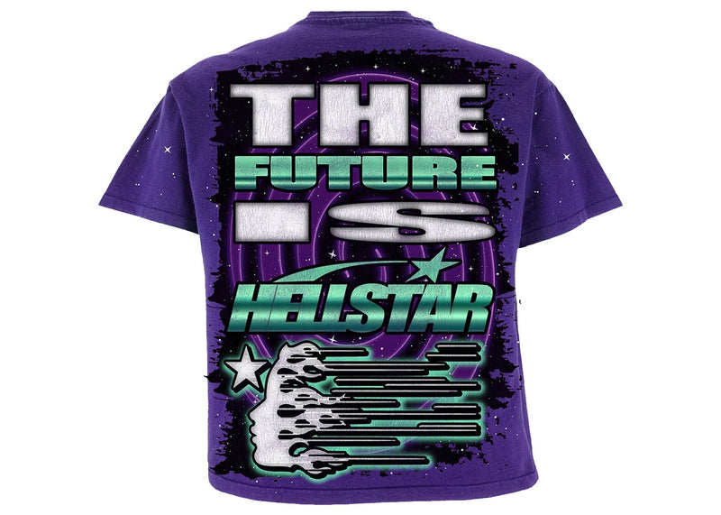 T-shirt violet avec lunettes Hellstar