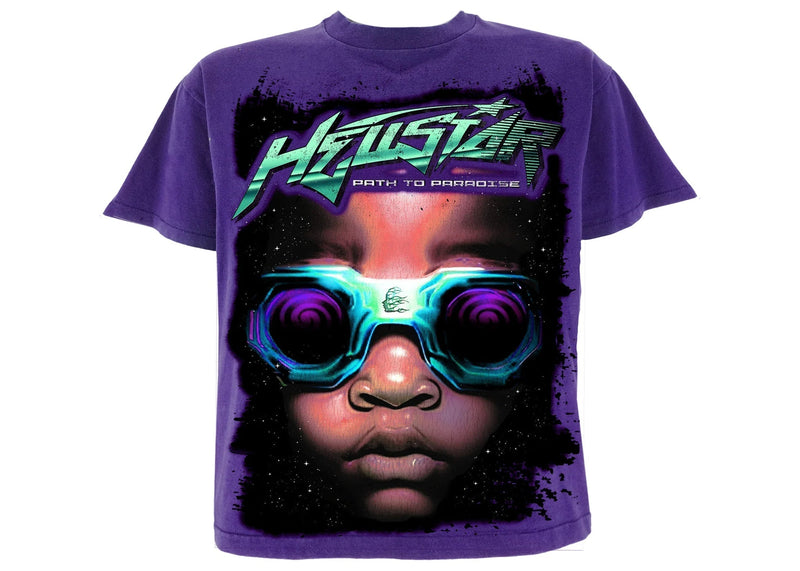 T-shirt violet avec lunettes Hellstar